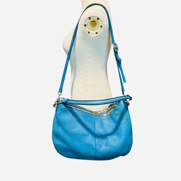 J.Crew Biennial Hobo Pebbled Leather. 100% Leather, Blue. pre owned - Picture 3 of 13